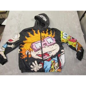 Members Only Nickelodeon Jacket Mens Large Hooded Windbreaker‎ Rugrats SpongeBob